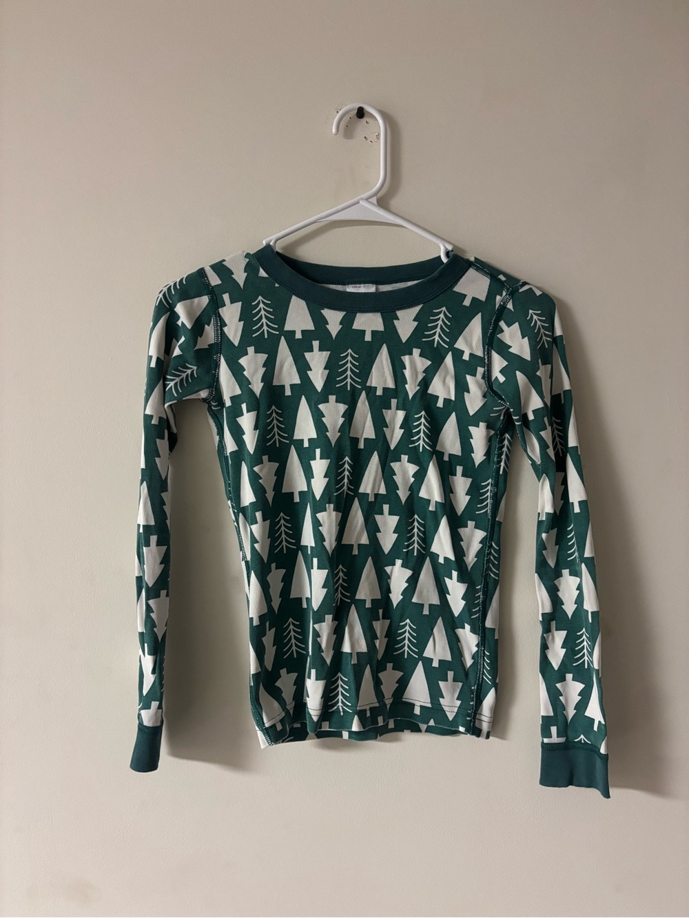 Hanna Andersson Winter Green Tree Long John Pajama Top – Size 12